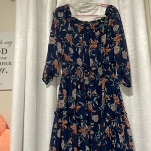 Navy Blue Floral Dress